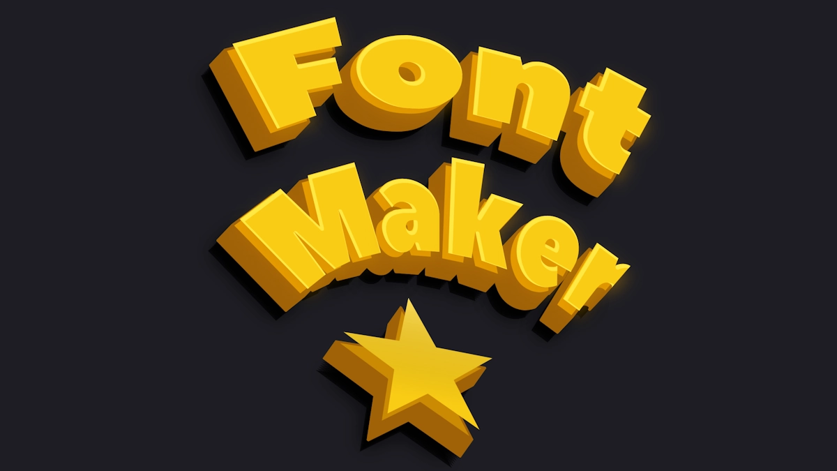 Texte 3D jaune volumineux au style bande dessinée