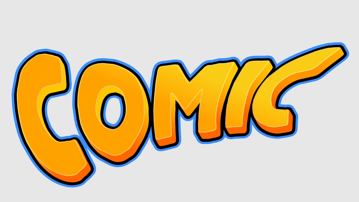 Texte 3D jaune mignon au style bande dessinée