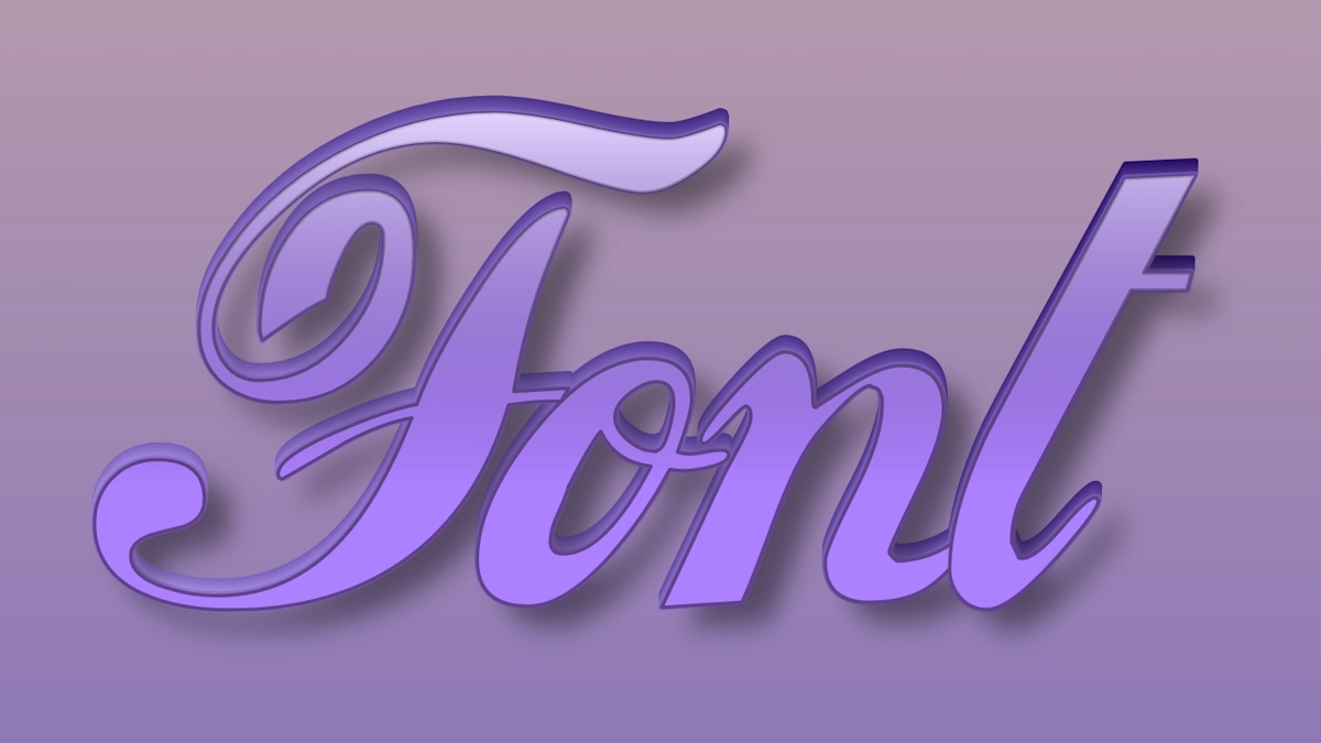 Police 3D manuscrite belle de couleur violette