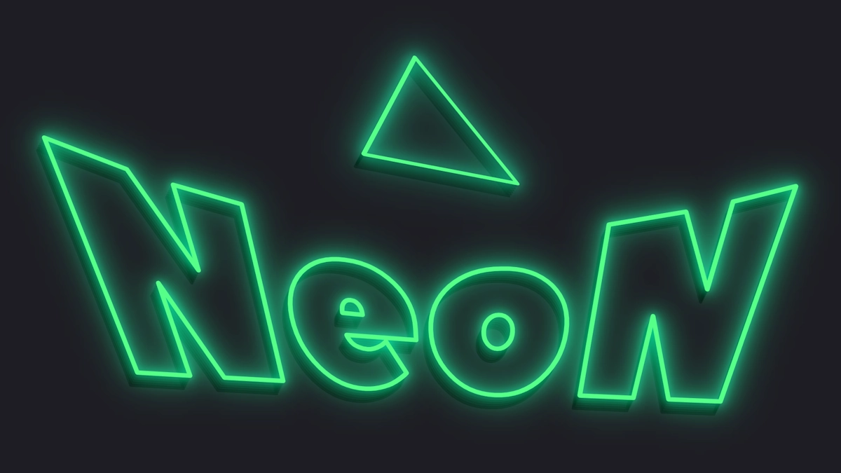 Néon vert 3D | Texte en contour lumineux