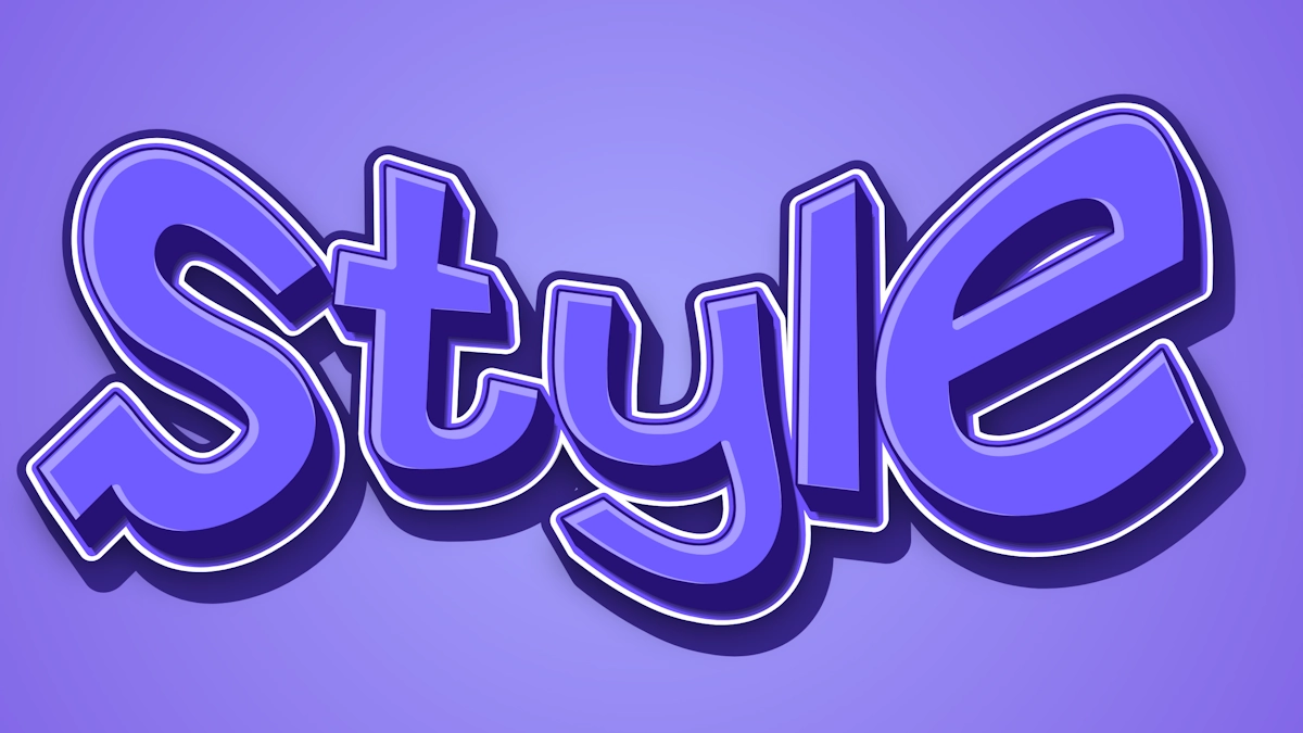 Texte 3D violet en autocollant avec contour multi-couche
