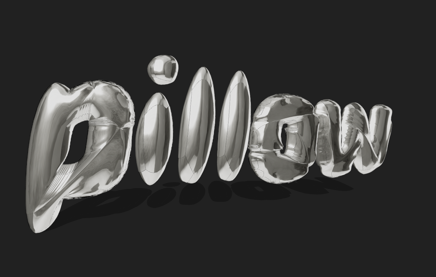 Texte avec une police chrome gonflée jolie