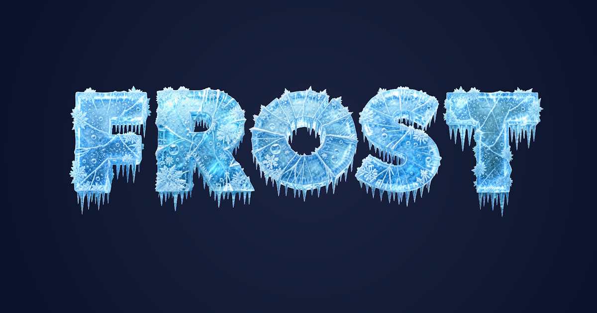 Texte glacé : exemple de génération d'une police 3D froide avec des gouttes de glace