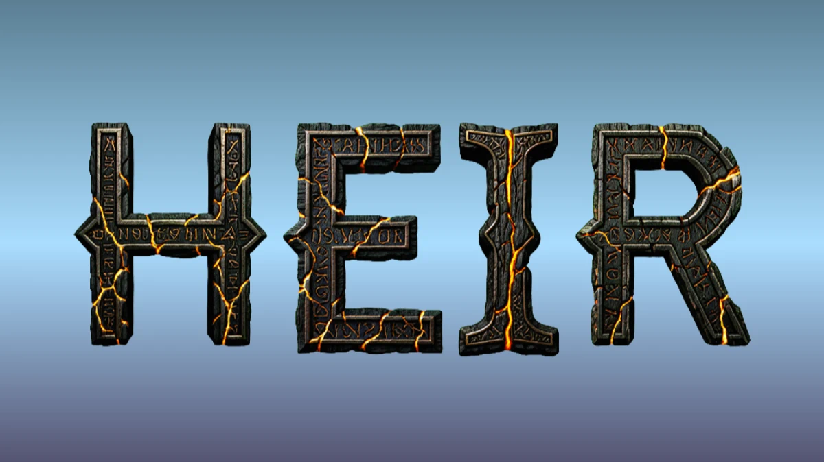 Texte 3D magique en pierre ancienne avec runes et fissures de lave