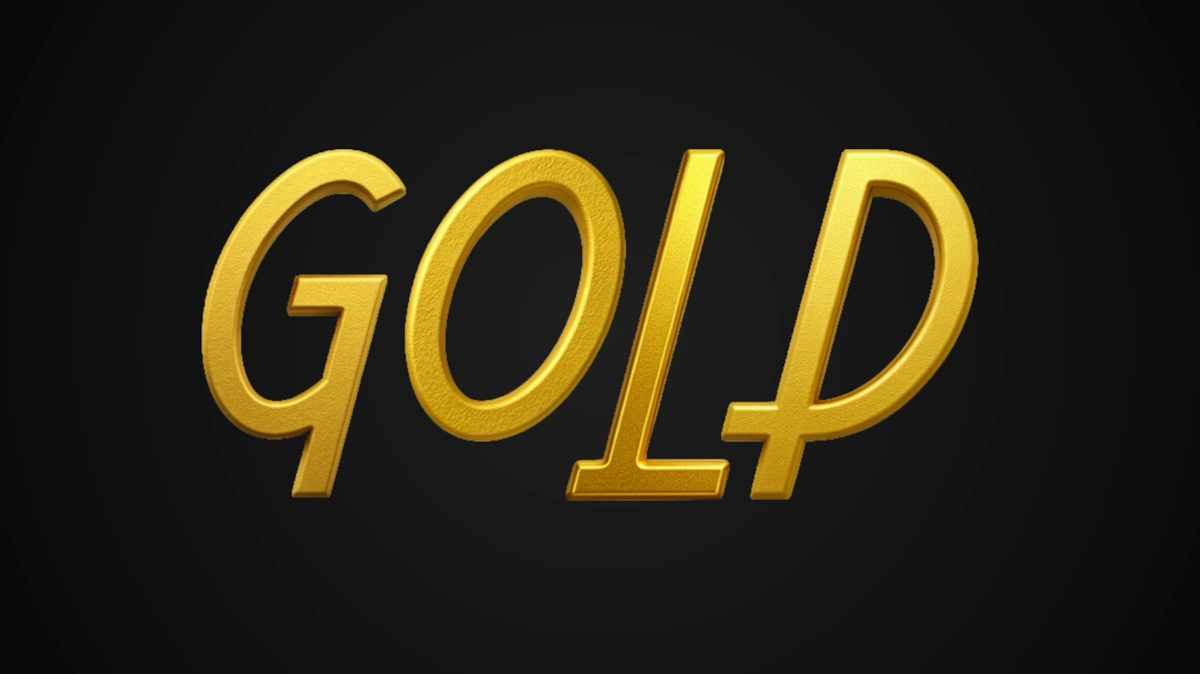 Texte 3D élégant avec texture d'or mat noble