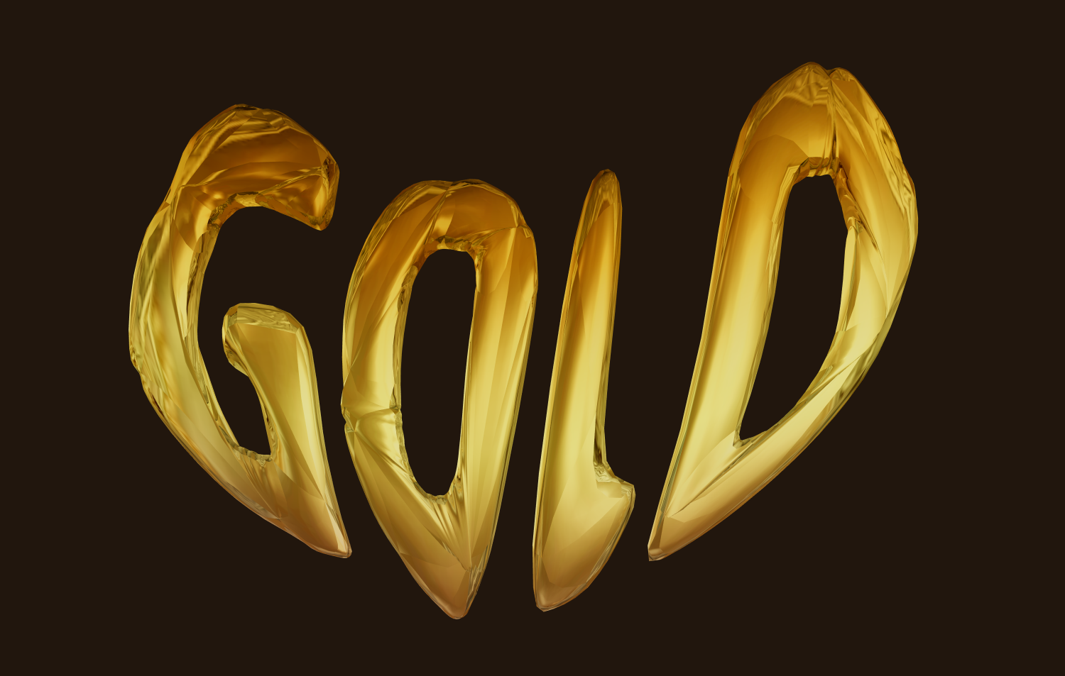 Texte 3D doré volumineux. Lettres gonflables.