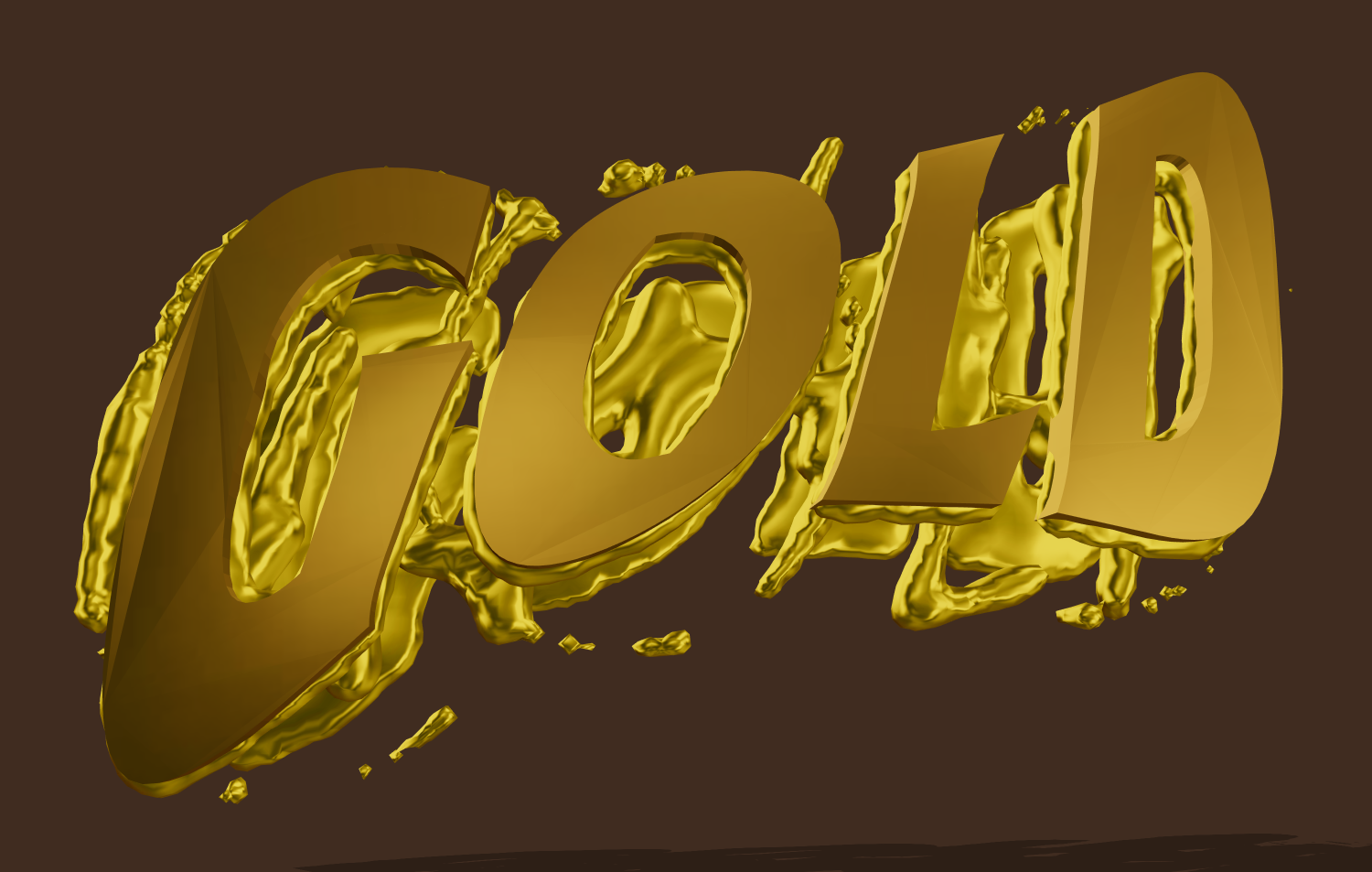 Texte 3D doré avec effet métal liquide. Créer un logo en ligne.