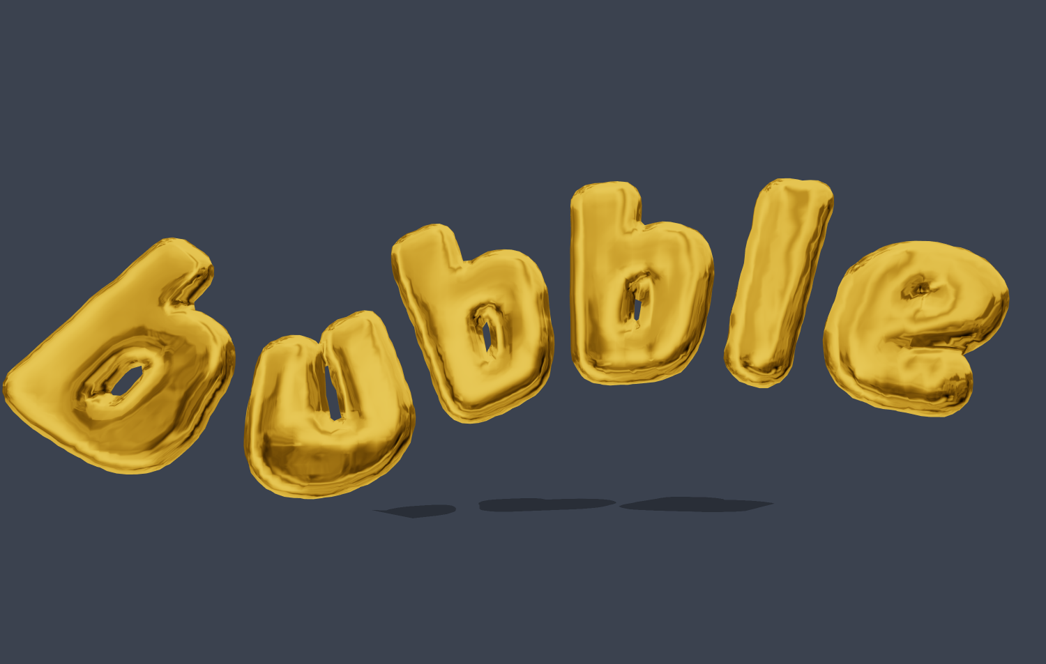 Texte 3D doré au style bulles. Police 3D bubble.