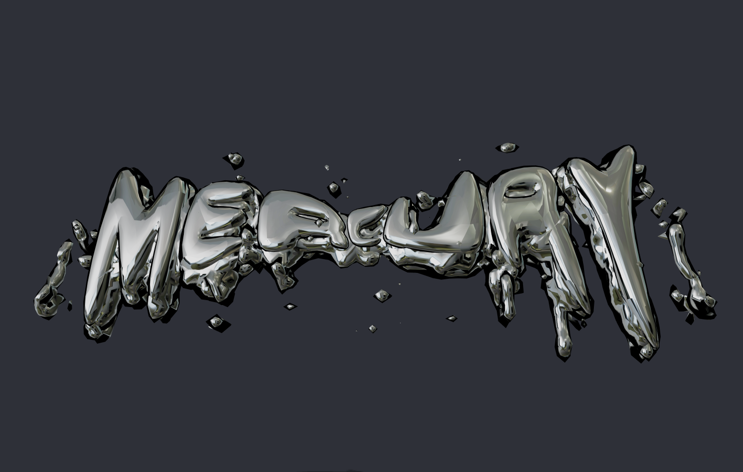 Inscription 3D au style mercure fondu. Police 3D pour logo.